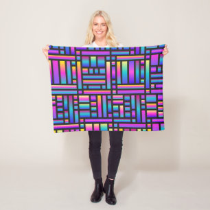 Pattern Stylish Modern- Fashion Geometric Tartan Fleece Blanket