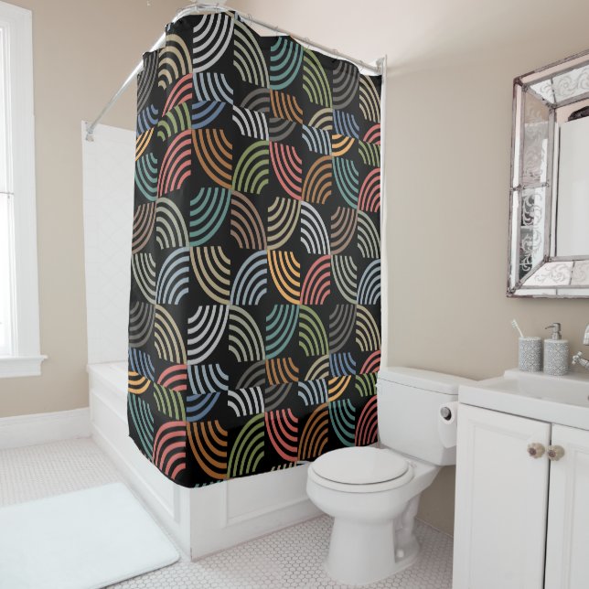 Pattern Stylish Modern- Fashion Geometric Vintage Shower Curtain (In Situ)