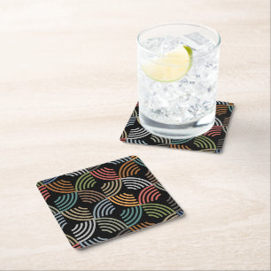 Pattern Stylish Modern- Fashion Geometric Vintage Square Paper Coaster