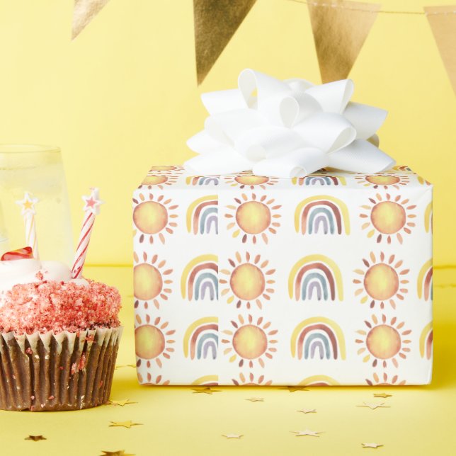 Pattern sun and rainbow wrapping paper (Birthday Party)