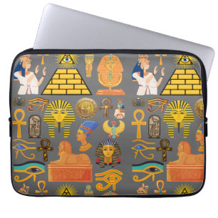 Pattern Symbol Ancient Egyptian Hieroglyphic Laptop Sleeve