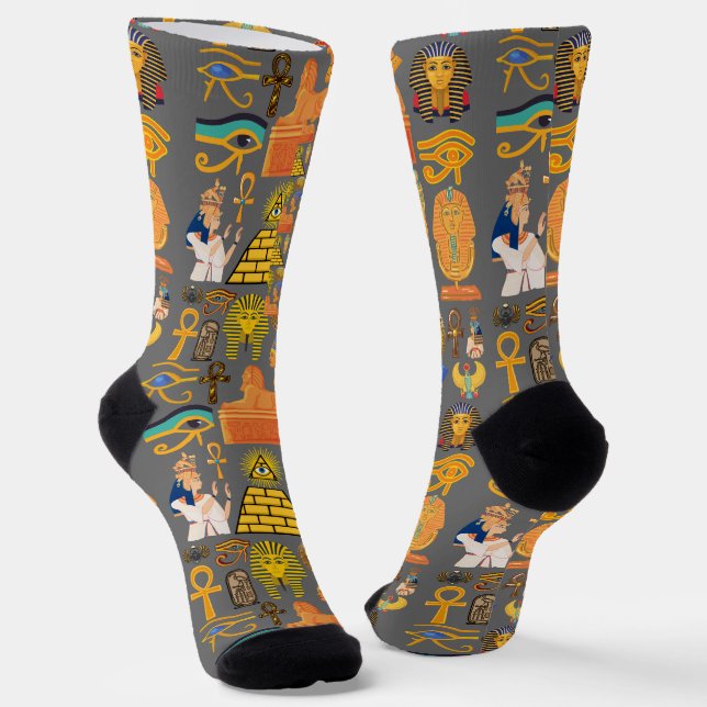 Pattern Symbol Ancient Egyptian Hieroglyphic  Socks (Angled)