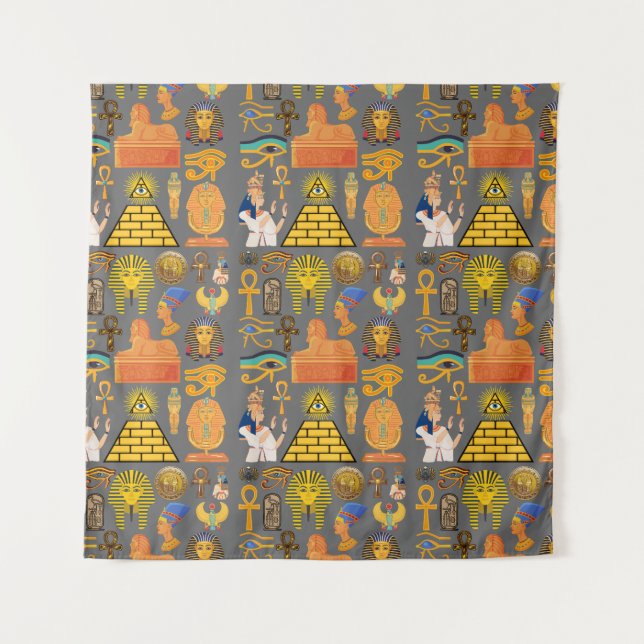 Pattern Symbol Ancient Egyptian Hieroglyphic  Tapestry (Front)