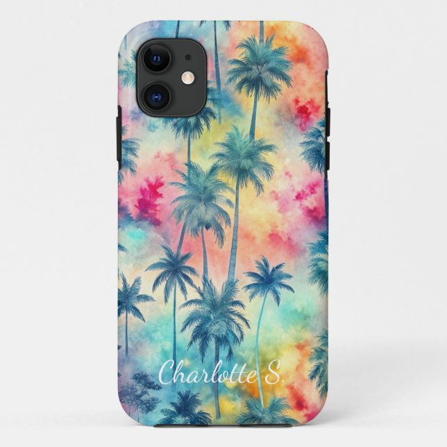 Pattern Tie Dye Palms Custon Case-Mate iPhone Case (Back)