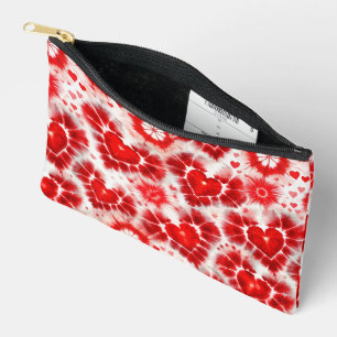 Pattern Tie Dye Red Hearts Accessory Pouch