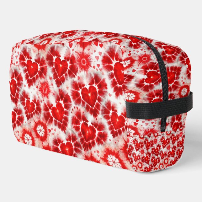 Pattern Tie Dye Red Hearts Dopp Kit (Left Corner)