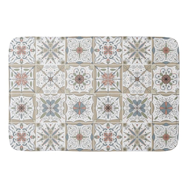Pattern Tile Mosaic Bath Mat (Front)
