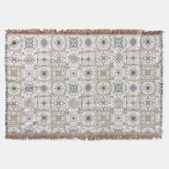 Pattern Tile Mosaic Throw Blanket (Front)