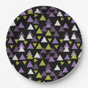 Pattern triangles Avocado and Purple Paper Plate
