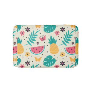 Pattern Tropical Fruit Watermelon Pineapple  Bath Mat