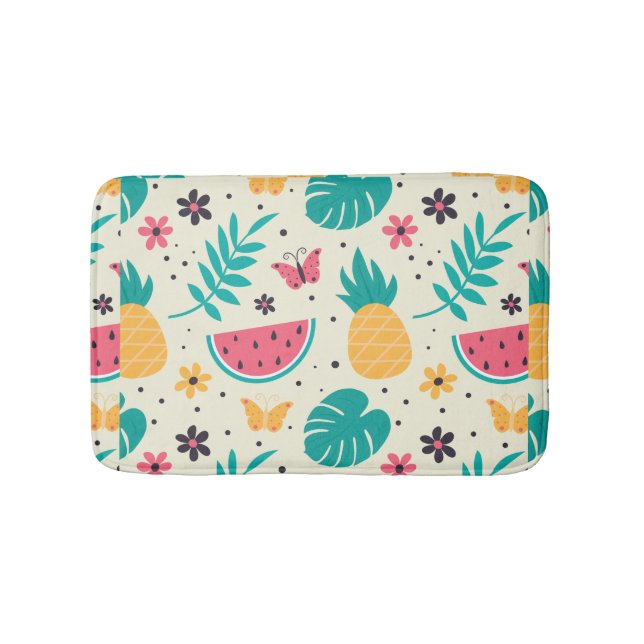 Pattern Tropical Fruit Watermelon Pineapple  Bath Mat (Front)
