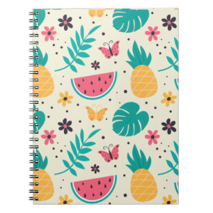 Pattern Tropical Fruit Watermelon Pineapple   Notebook