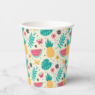 Pattern Tropical Fruit Watermelon Pineapple   Paper Cups