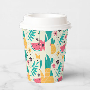 Pattern Tropical Fruit Watermelon Pineapple Paper Cups