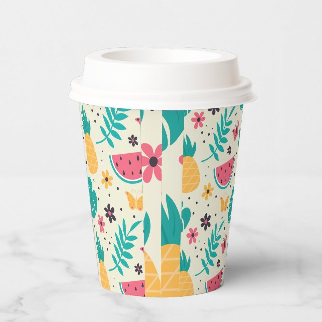Pattern Tropical Fruit Watermelon Pineapple Paper Cups (Right)