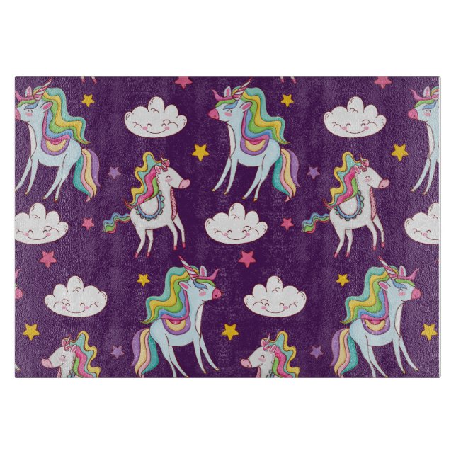 Pattern Unicorn Funny Magic Horse      Cutting Board (Front)