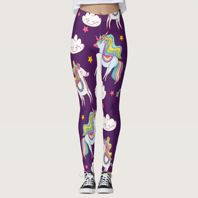 Pattern Unicorn Funny Magic Horse  Leggings (Front)