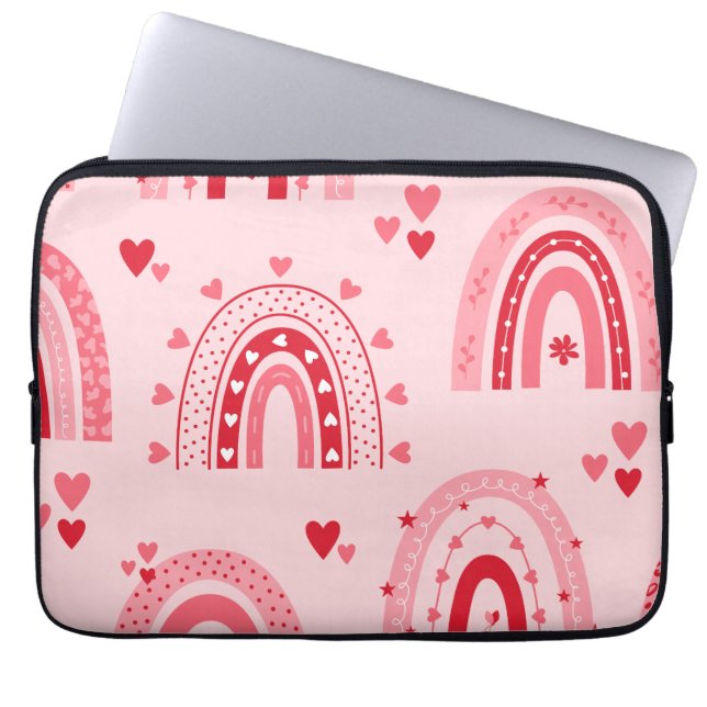 Pattern Valentine 2023 Background With Heart Love Laptop Sleeve (Front)