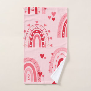 Pattern Valentine 2024 Background With Heart Love Hand Towel