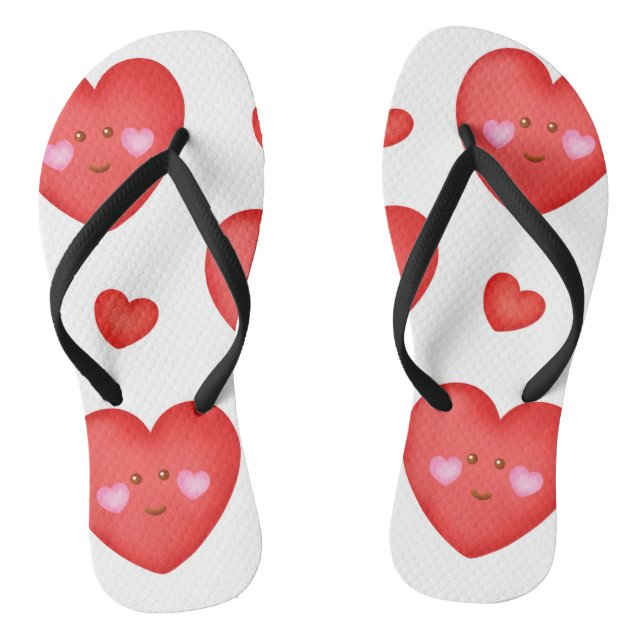 Pattern Valentine Background With Heart Love    Jandals (Footbed)