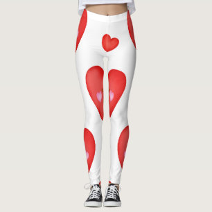 Pattern Valentine Background With Heart Love     Leggings