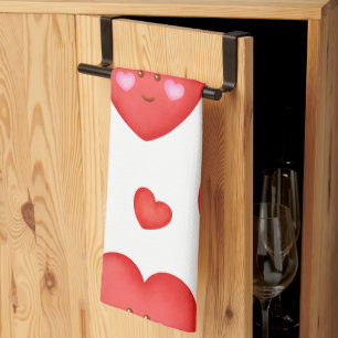 Pattern Valentine Background With Heart Love Tea Towel