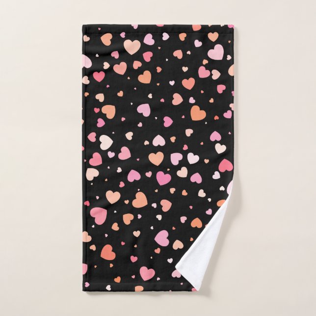Pattern Valentine`s 2024 Background With Heart    Hand Towel (Hand Towel)
