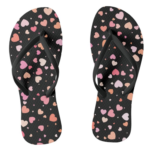 Pattern Valentine`s 2024 Background With Heart   Jandals (Footbed)