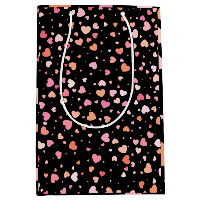 Pattern Valentine`s 2024 Background With Heart    Medium Gift Bag (Front)
