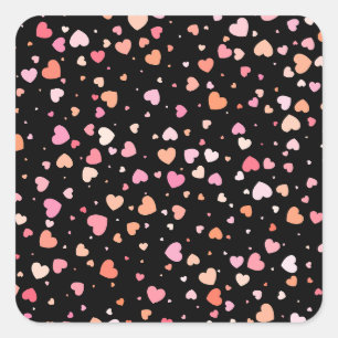 Pattern Valentine`s 2024 Background With Heart Square Sticker