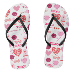 Pattern Valentine`s Day 2024 Background With Heart Jandals