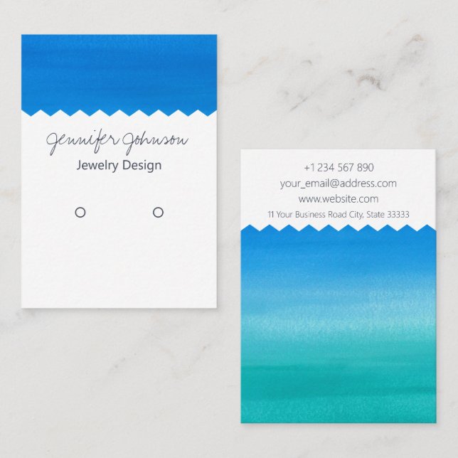 Pattern Watercolor Earring Holder Display Card (Front/Back)