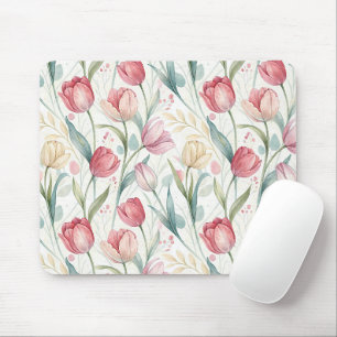 Pattern Watercolor Modern Tulips Mouse Pad