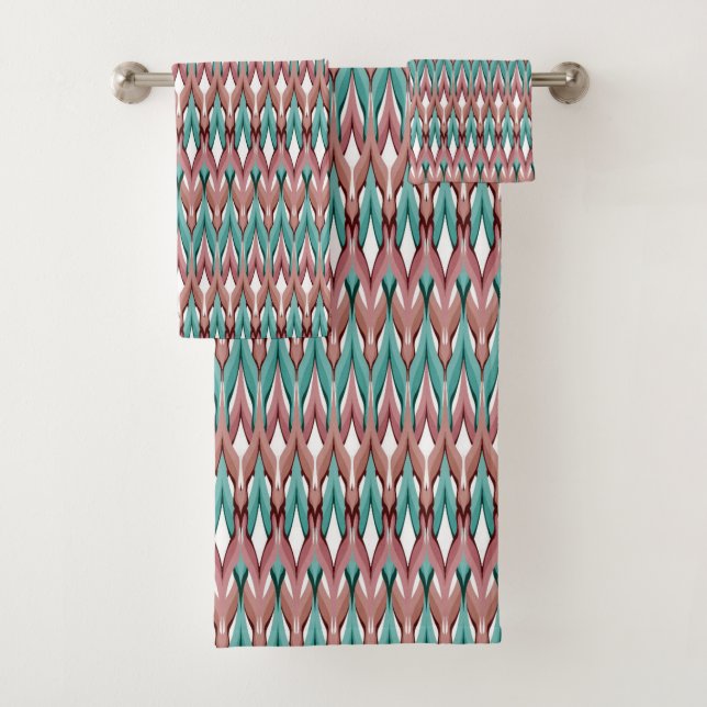 Pattern wave multi-coloured fashion retro bath towel set (Insitu)
