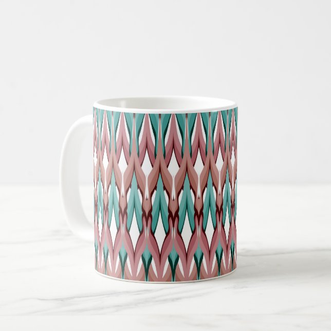Pattern wave multi-coloured fashion retro coffee mug (Front Left)