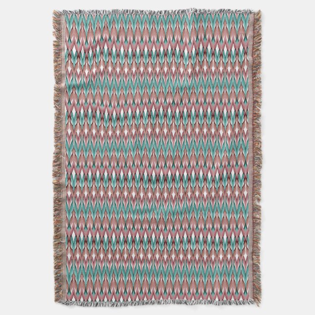 Pattern wave multi-coloured fashion retro throw blanket (Front Vertical)
