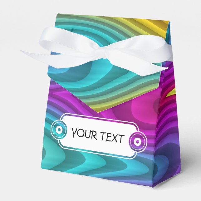 Pattern - waves - neon coloured + your text favour box (Front Side)