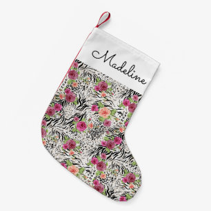 Pattern With Animal Prints Add Your Name Small Christmas Stocking