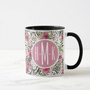 Pattern With Animal Prints   Monogram Mug