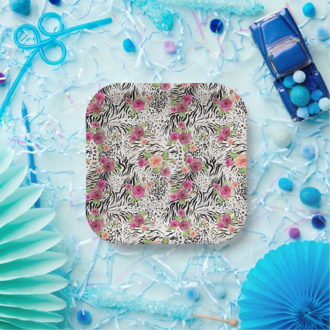 Pattern With Animal Prints Paper Plate (Party)