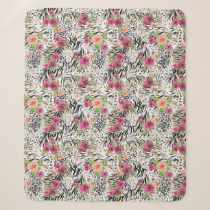 Pattern With Animal Prints Sherpa Blanket