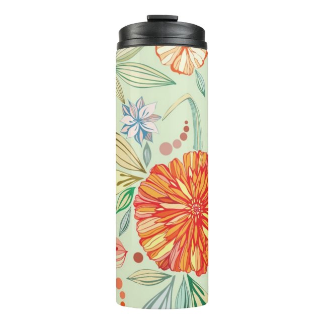 Pattern with asters thermal tumbler (Front)