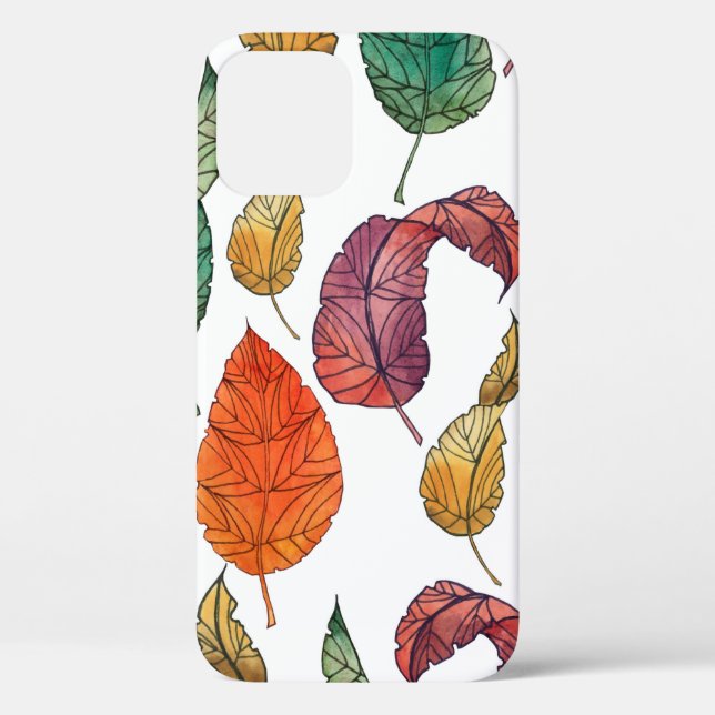 Pattern with autumn leaves on a white background,  Case-Mate iPhone case (Back)