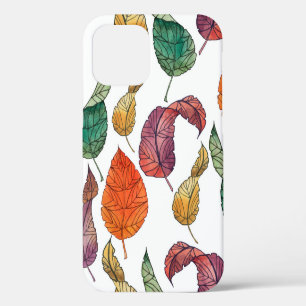 Pattern with autumn leaves on a white background, iPhone 12 case
