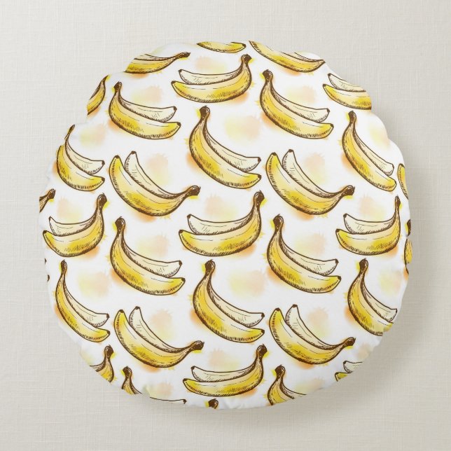 Pattern with banana round cushion (Front)