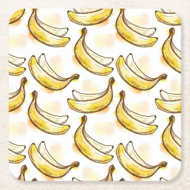 Pattern with banana square paper coaster (Front)