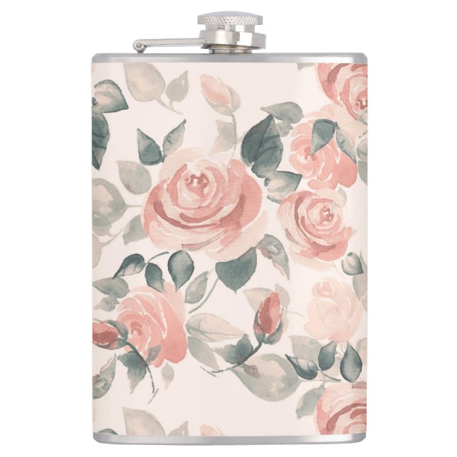 Pattern with beautiful roses /21 hip flask (Front)