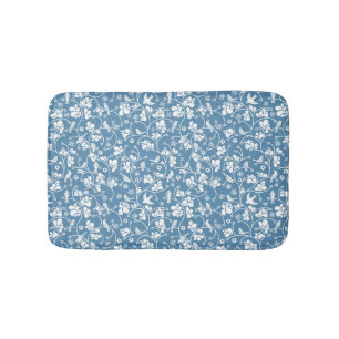 pattern with birds and plants ornament bath mat