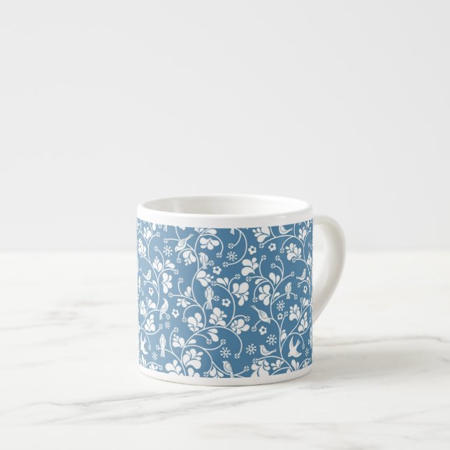 pattern with birds and plants ornament espresso cup (Front Right)