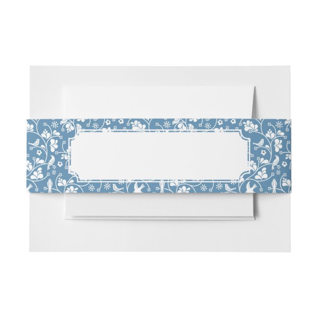 pattern with birds and plants ornament invitation belly band (Front Example)